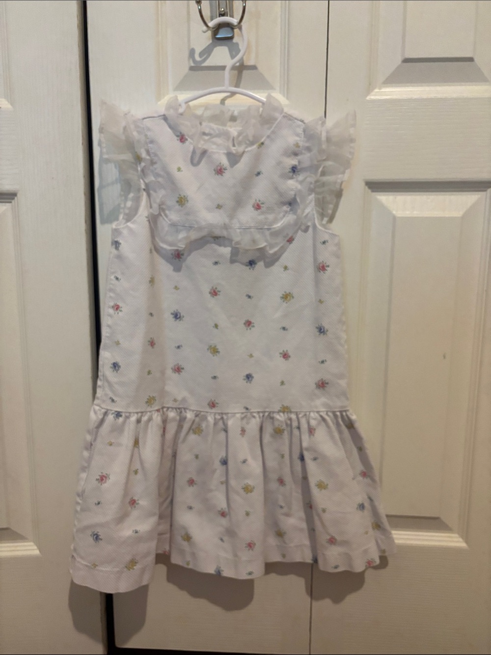 Janie and Jack White Dress with Pink Blue and Yellow Floral Print